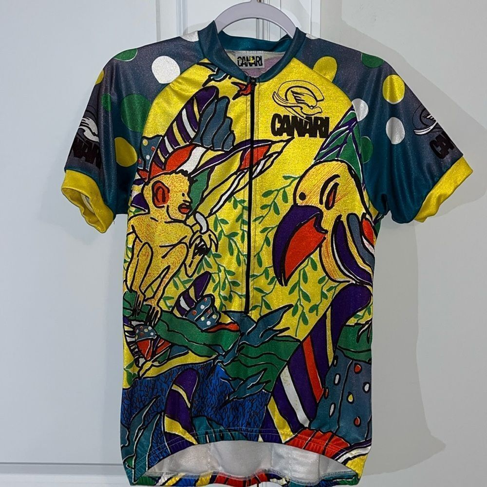 Canari Cycling Jersey Medium Short Sleeve Womens Bike Colorful Jungle Print M